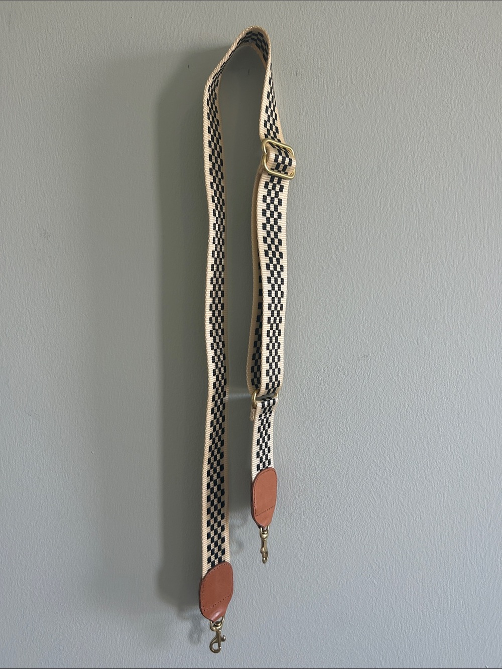Clare V Cream and Black Checkered Bag Strap - Picture 5 of 6